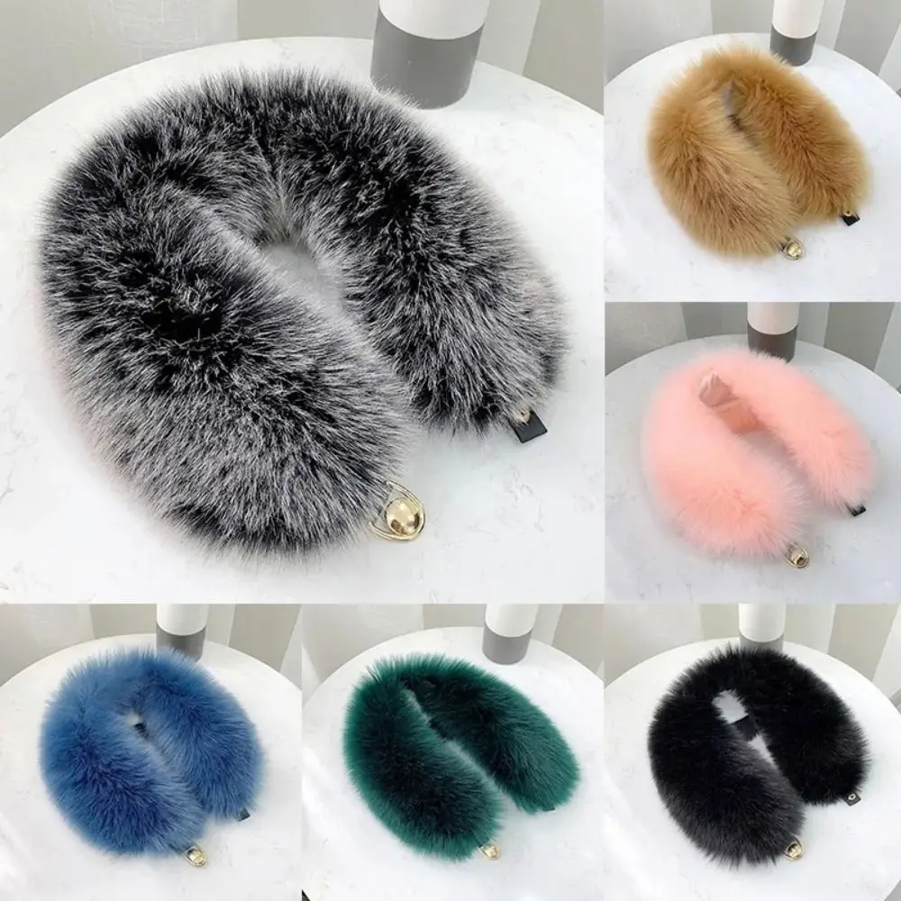 New Women Faux Fox Fur Collar Shawl Winter Coat Hood Furry Fur Collar Fur Decoration Plush Fake Fur Scarf