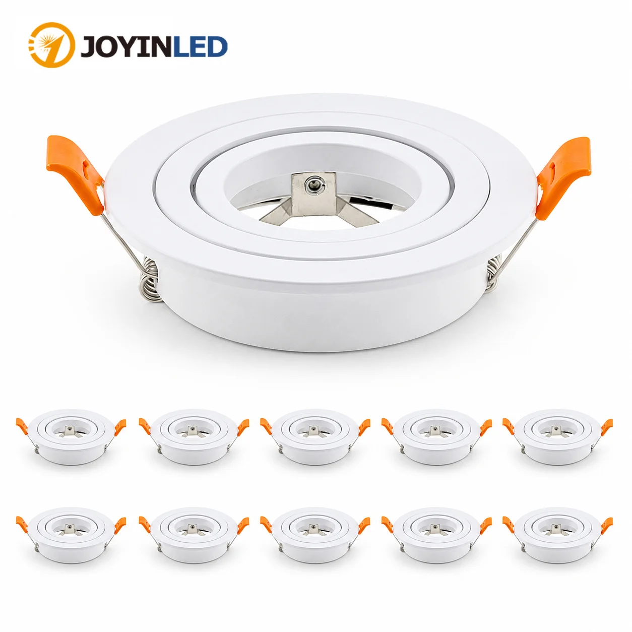 JOYINLED 1/10PCS Round LED Recessed Spotlight Frame GU10 MR16 Adjustable Downlight Housing Ceiling Trim White Black 70mm Cutout