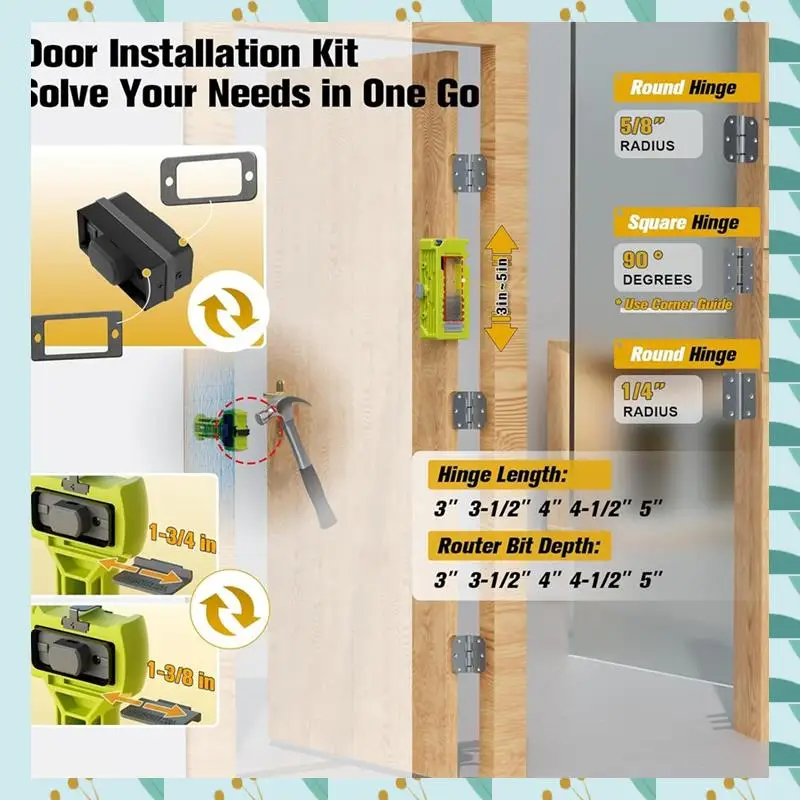 

A71P Door Hinge & Door Latch Installation Kit, Door Hinge Mortiser Template, Door Latch For Accurate Chiseling And Scoring