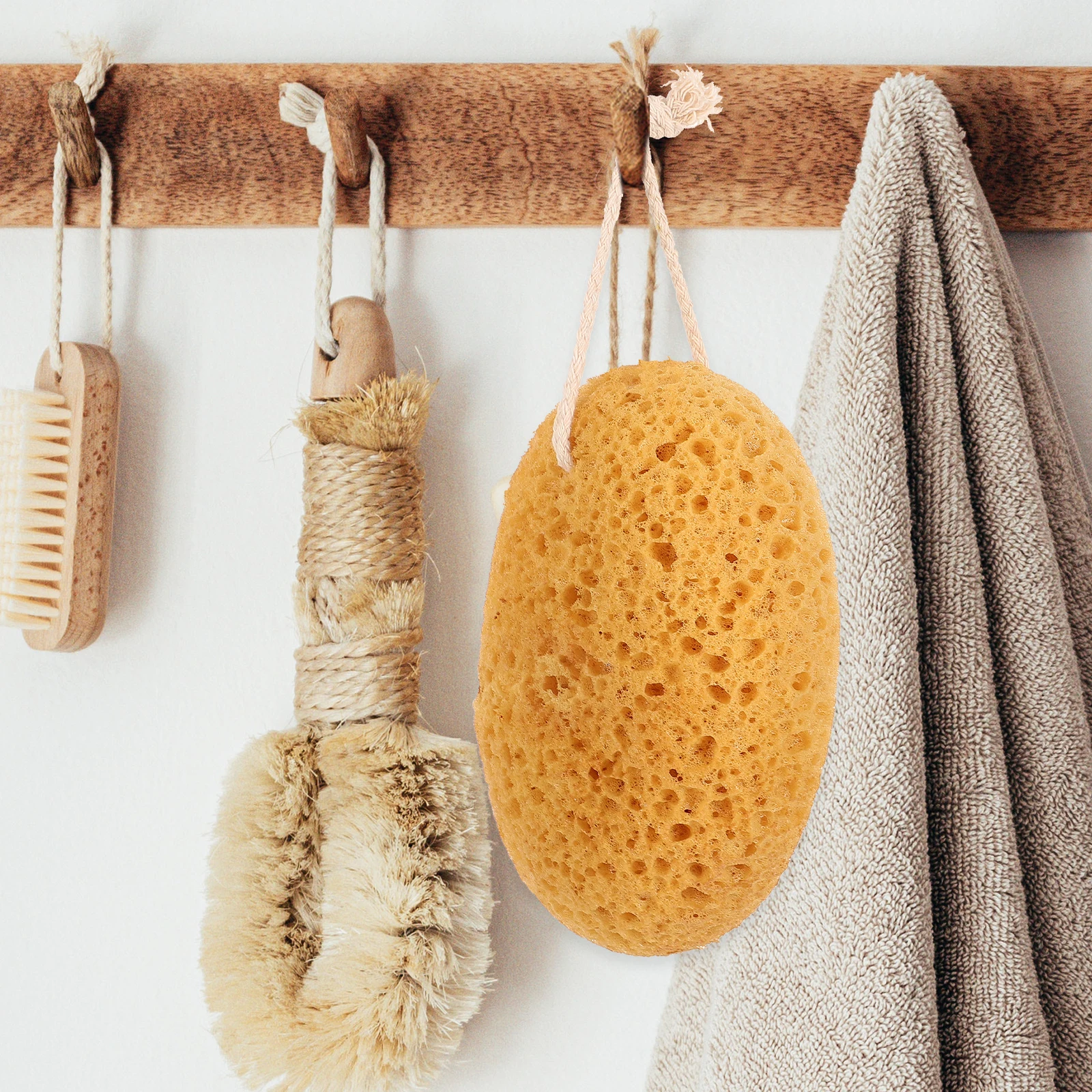 

2Pcs Bath Sponge Textured Exfoliating Shower Sponge Body Scrubber Foam Maker Home Bath Scrubbers Hanging Design Durable