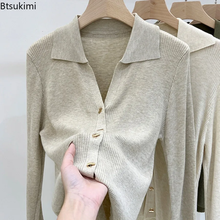 2026 Spring Autumn Long Sleeve Knitted Sweater for Women Elegant Solid Bottoming Tops Casual Cardigan Jacket Women Sweater Coats