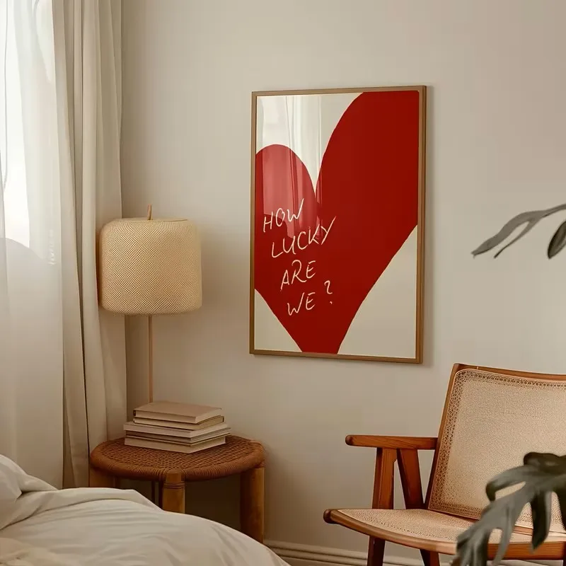 

Motivational Quotes Poster Wall Art Print Retro Red Heart Design Canvas Bedroom Living Room Valentine's Day Gift Home Decoration