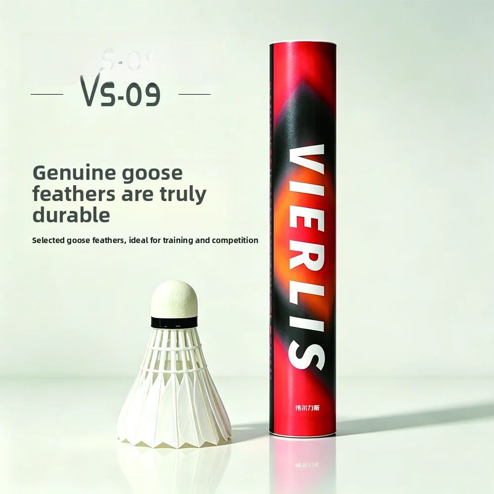 volant-de-badminton-vierlis-master-vs09-en-plumes-d'oie-grande-taille-haute-durabilite-stabilite-de-vol-de-classe-a-qualite-professionnelle