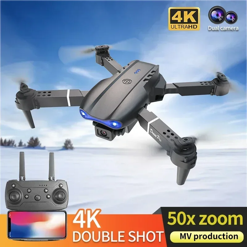 E99Pro 4K FPV 드론 2025 최신 1080P HD 카메라 WiFi 라이브 비디오 접이식 RC 쿼드콥터 고도 유지 헤드리스 모드 조종 용이