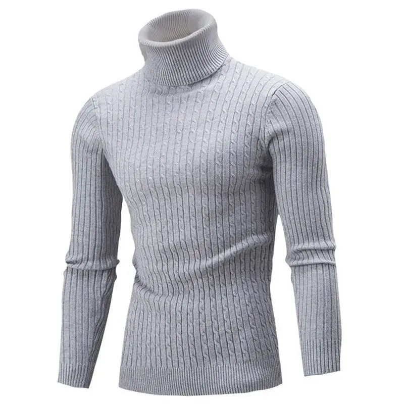 

Men's Slim Fit High Collar Knit Sweater Casual Sle Overhead Woolen Sweater Autumn Winter Warm Knitted irt Ci Walk Suitable