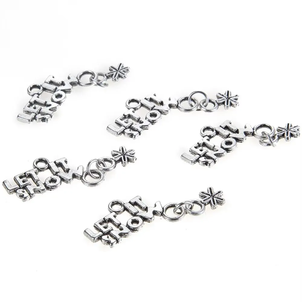 Yamily 10pcs/18*9mm Antique Let it Snow Charm Pendant Making DIY Handmade Tibetan Silver Finding Jewelry
