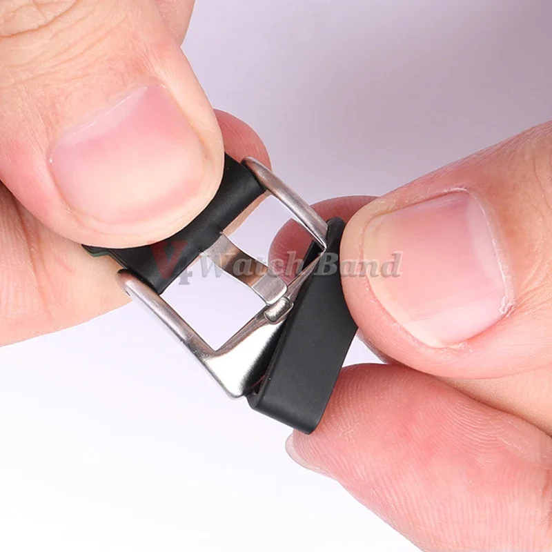 4pcs Watchband Black Strap Loop Ring 8/10/12/14/16/17/18/19/20/21/22/24/26/28/30mm Silicone Watch Band Accessories Holder Locker