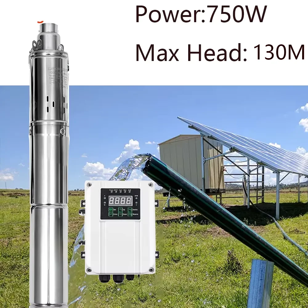 750W 400W 250W Solar Deep Well Pump with Float and MPPT Controller Off Grid System Solar Submersible Drilling Bore Pump