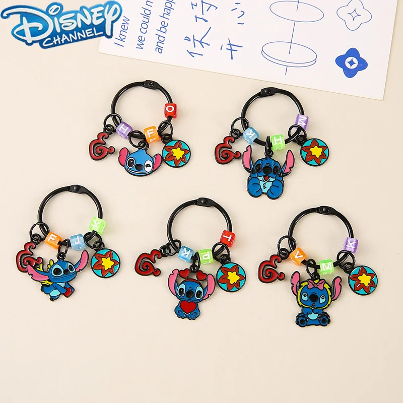 Disney Cartoon Stitch Bag Small Pendant Kawaii Random Alphabet Keychain Kids Diy Christmas Tree Accessory Material Couple Gift