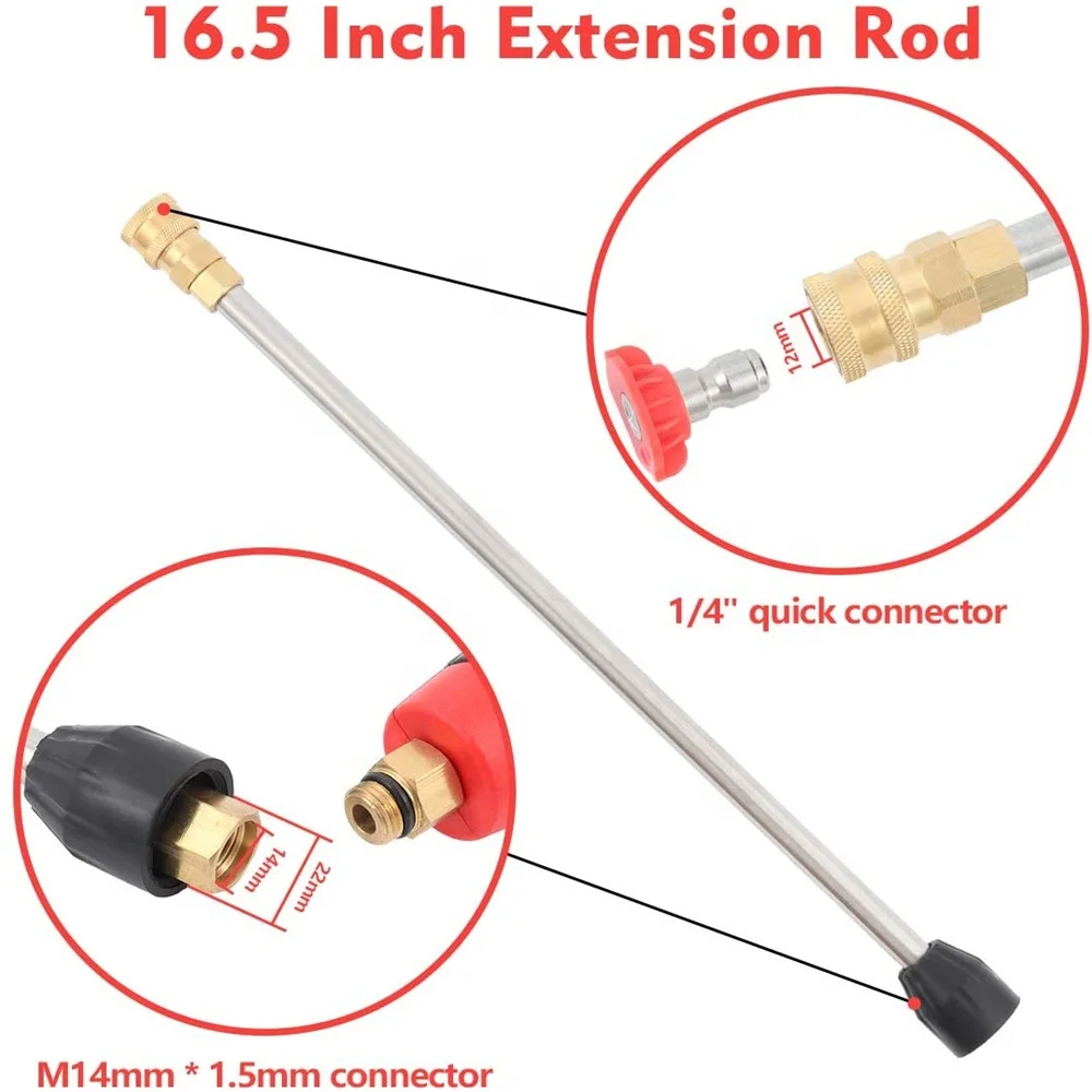 5000PSI High Pressure Washer Gun Extension Wand Power Washer Lance Spray Gun 5 Nozzle Window Cleaner