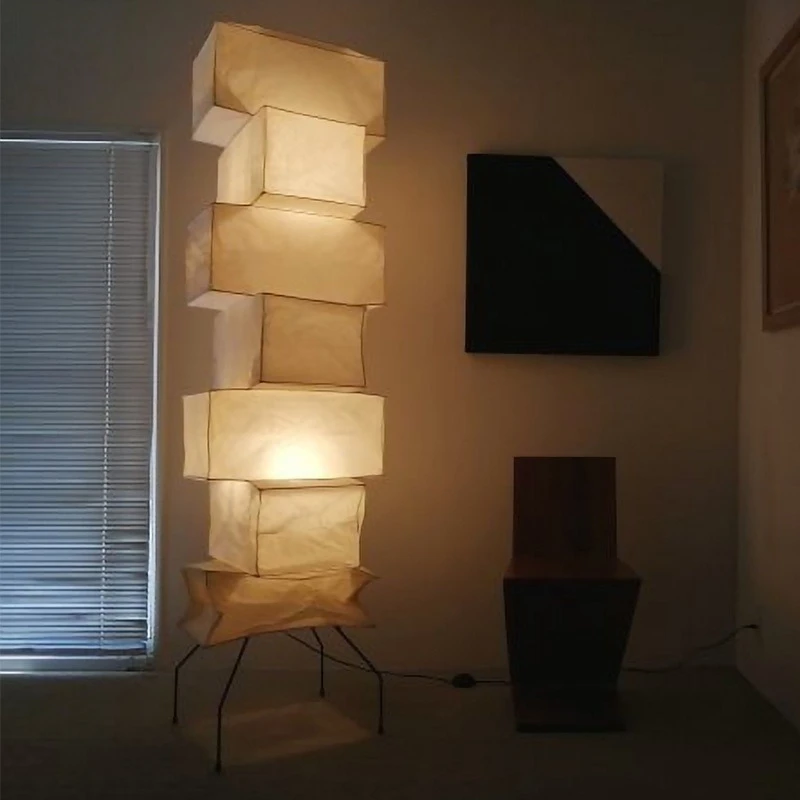 Akari Noguchi LED مصباح أرضي ورق الأرز الياباني فانوس بجانب السرير دراسة فندق ديكور فني ضوء قائم تصميم عصري أنيق