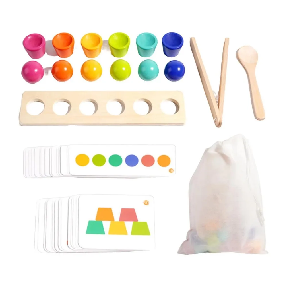 Creative Montessori Color-matching Ball Colored Ball Spoon Children's Building Block Geometric Shape Clip