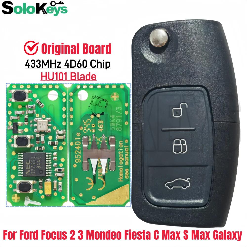 

Оригинальная плата SOLOKEYS 5WK48794 для Ford Focus Mk2 Mk3 Mk4 Fiesta 2 3 Mondeo Ranger Fusion C S Max, ключ дистанционного управления 433 МГц