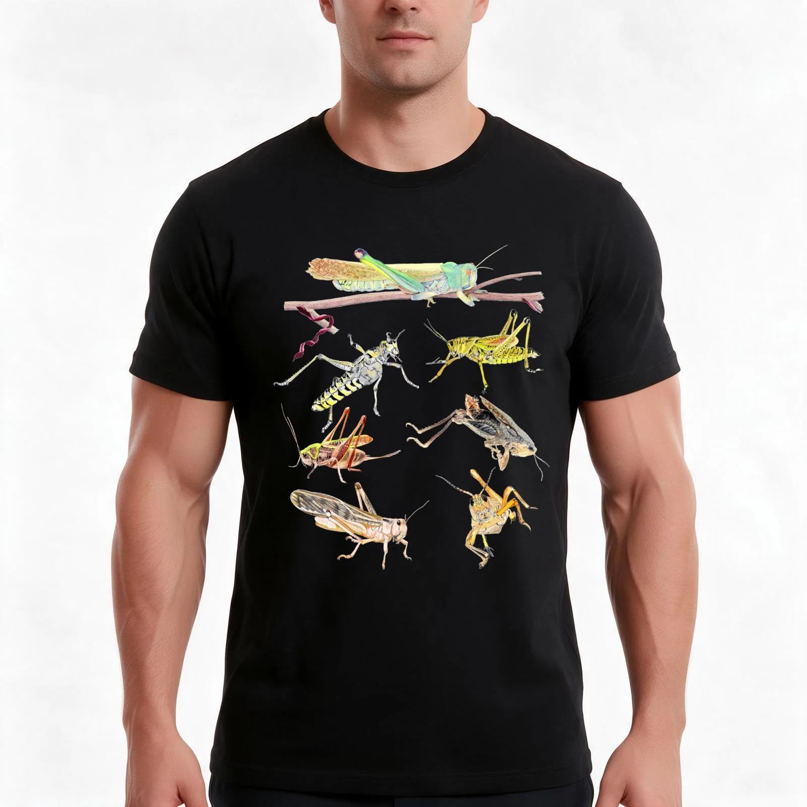 A Medley of Grasshoppers and Locusts T-Shirt, Summer Casual Cotton Tee, Oversized Streetwear Tops, Vintage Graphic Print