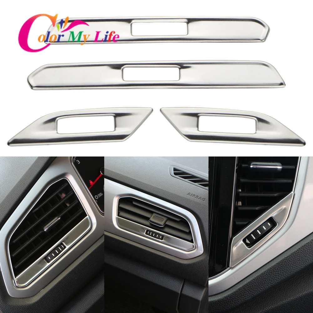 Stainless Steel Air Conditioning AC Outlet Vent Adjustment Panel Cover Trim for Volkswagen T-Roc TRoc 2018 - 2022 Accessories