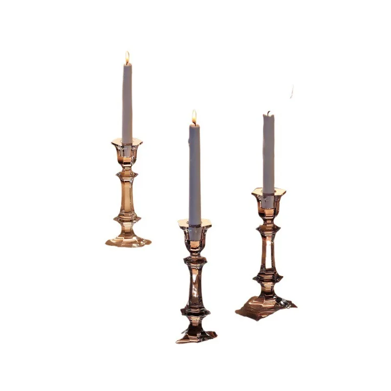 French light luxury crystal candle table lamp, restaurant candle light dinner atmosphere candle holder