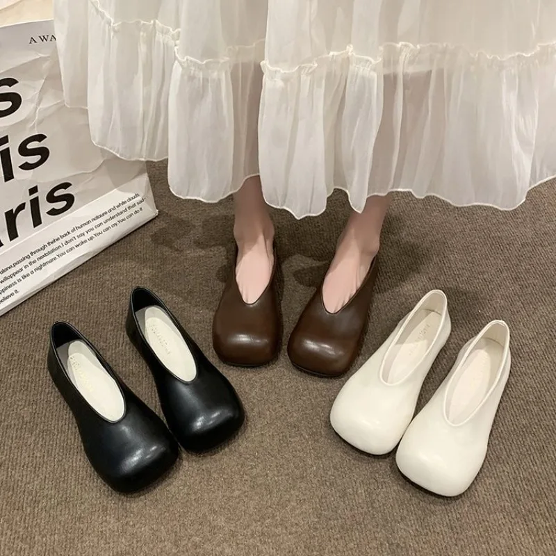 

2025 Women Flat Shoes Casual Shallow Mouth Single Shoes Round Toe Slip on Womens Loafers Solid Color Flat Bottom Mocasines Mujer