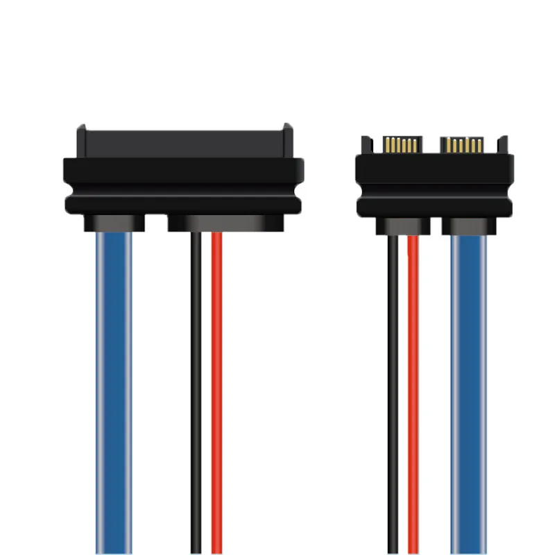 Cable de alimentación de datos SATA hembra de 30cm, 7 + 15 pines a Cable adaptador de disco duro macho de 7 + 6 para unidad óptica, transferencia de datos y fuente de alimentación