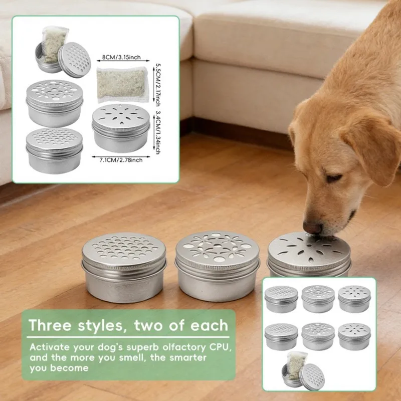 BOFO Aluminum Cans Smell Canisters For Dog For Pet Scent Work Tins 6 Pack, Smell Training Box, Training Kit
