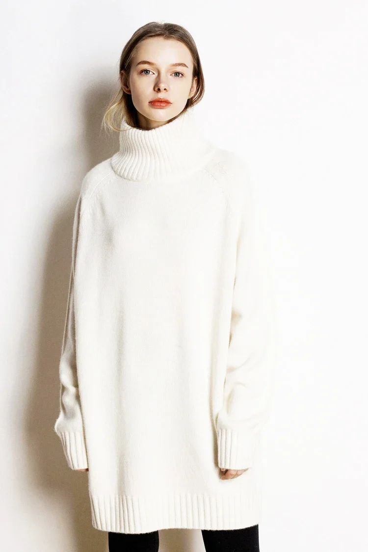 Women\'s 100% Pure Long Cashmere Sweater Thick Lazy Senior Loose Fit round Neck Comfortable Knitwear in Various Colors