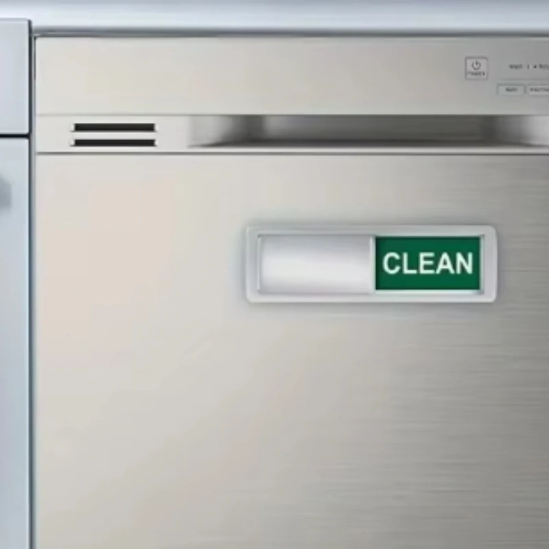 Clean Dirty Dishwasher Magnet Clean/Dirty Sign Stainless Steel Non-Scratch Strong Magnet Extra Adhesive Options Home Decoration