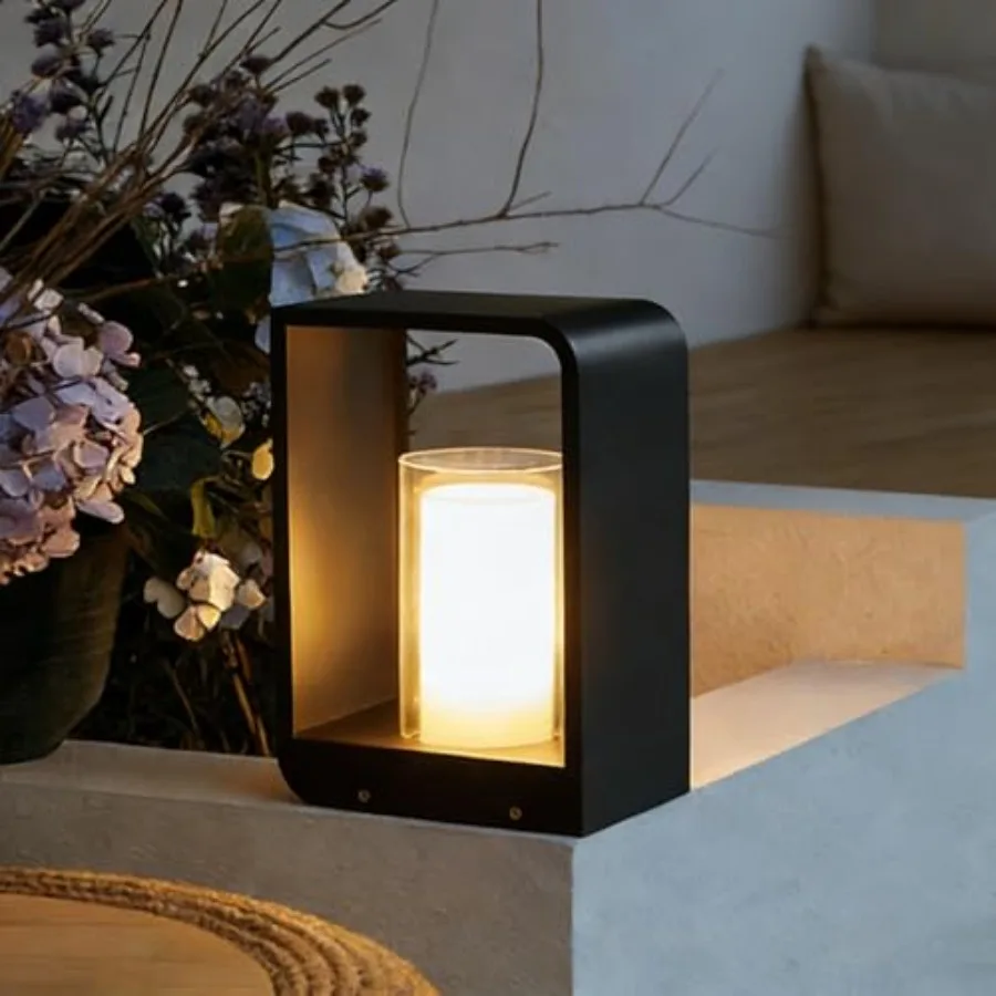 

Outdoor Solar Light Waterproof Black Floor Lantern Decorative Solar Garden Light Modern Outdoor Lamp Suitable for Driveway Yard