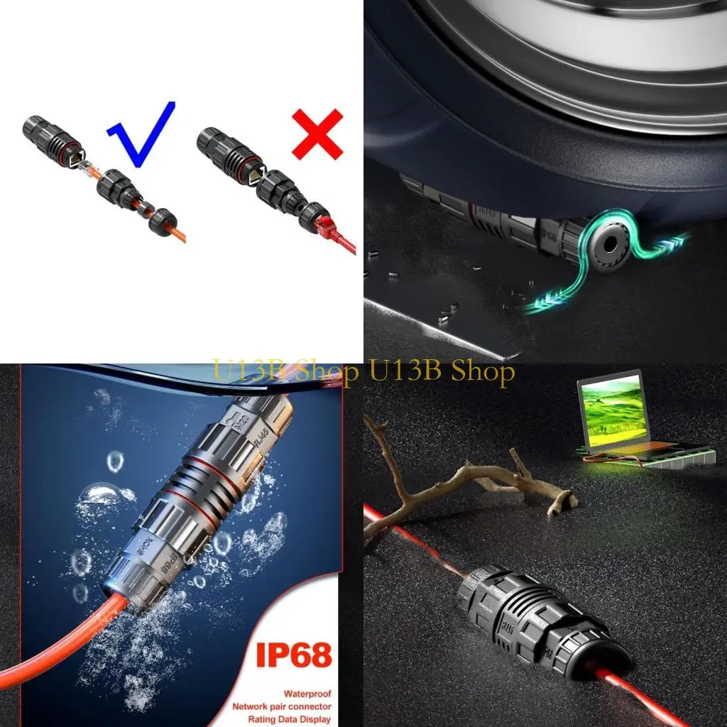 U13B RJ45 Conector impermeable IP68 Cable red Ethernet Fuerte resistente a Pull