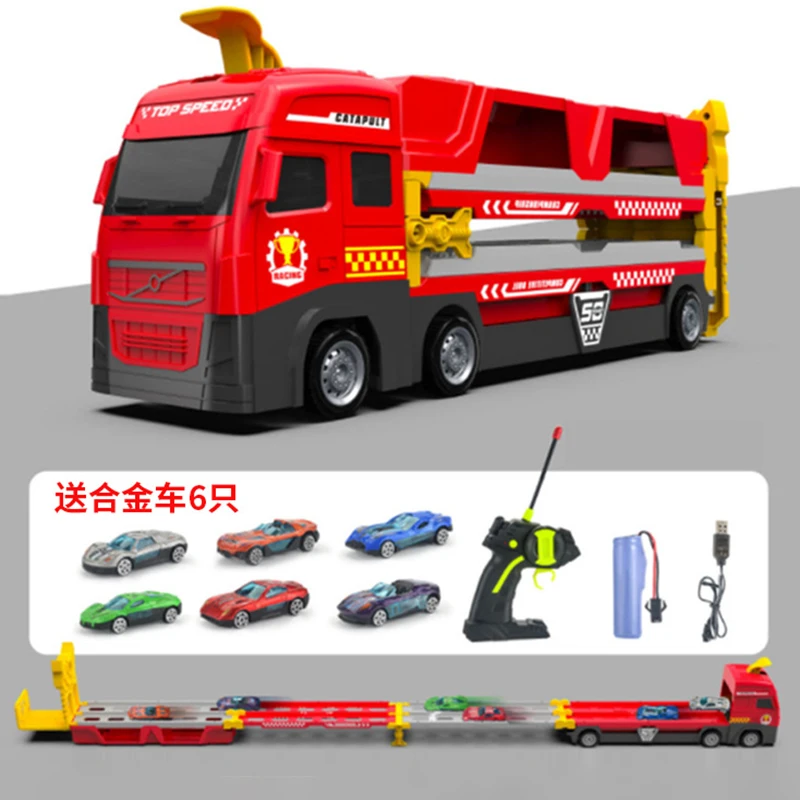 Large Size Children Rc Cars Four-Way Remote Control Ejection Storage Deformation Track Truck Inertia Sliding Toy Gift For Kids