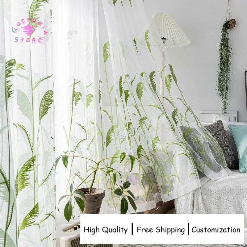 

Sample Custom Rustic Forest Style Curtains for Living Room Small Fresh Window Screens Bedroom Translucent Door Partitions