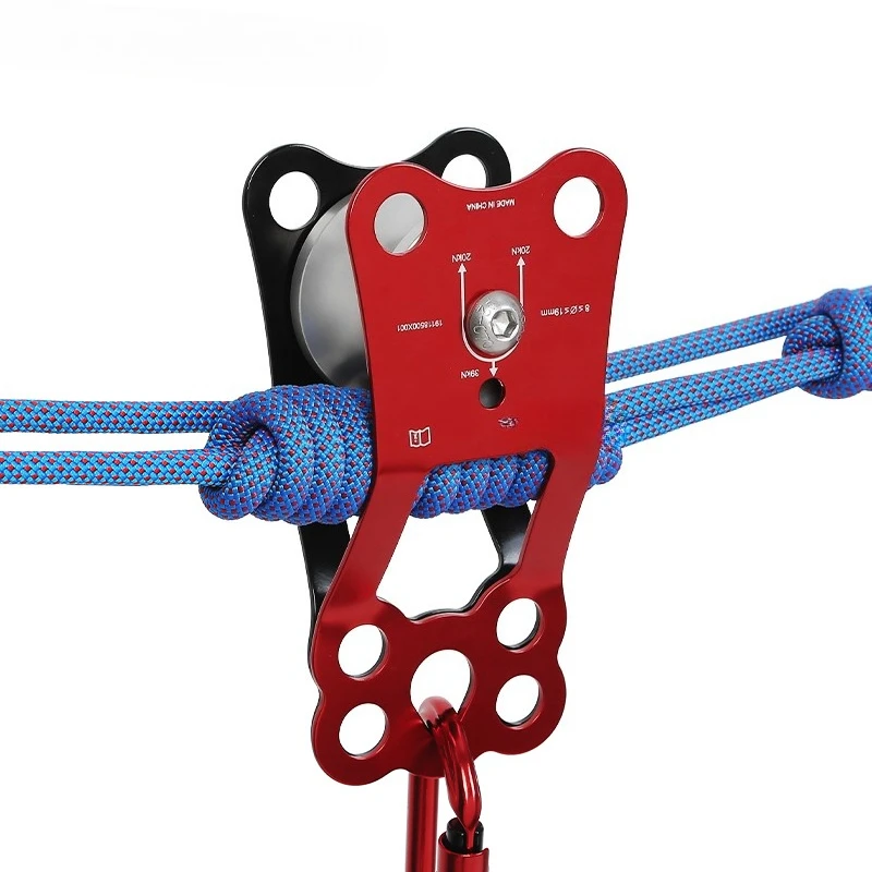 39kN Aluminum Alloy & Stainless Steel Climbing Pulley, 8-19mm Knotted Rope Threader for Recreational Rescue Crossing Sling