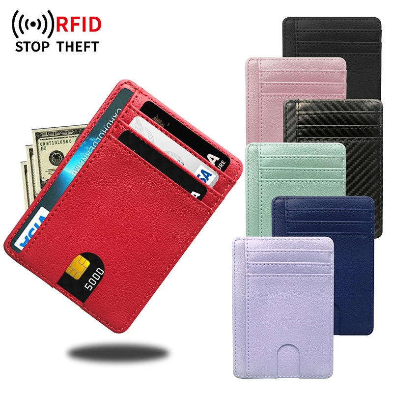 

Unisex Rfid 8 Cards Slots Money Clips Large Capacity Bag Men Women Gifts Card Holder Bank Package Purse Small Wallet Sets Case