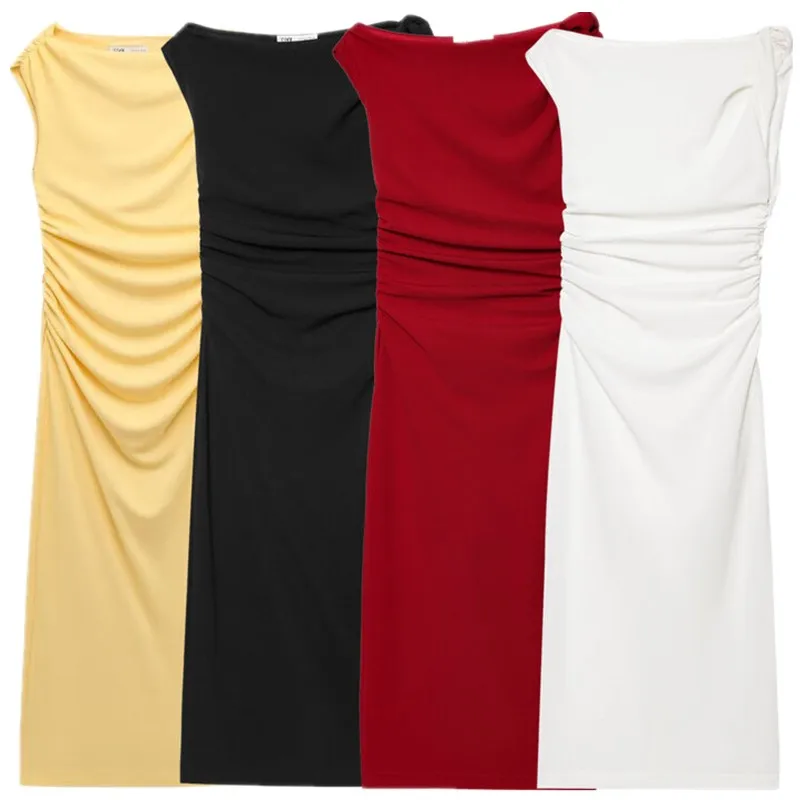 Spring 2025 Women's Faion Versatile Holiday Sle Asymmetric Midi Dr New Arrival Commute Suitable Spring Summer Svel