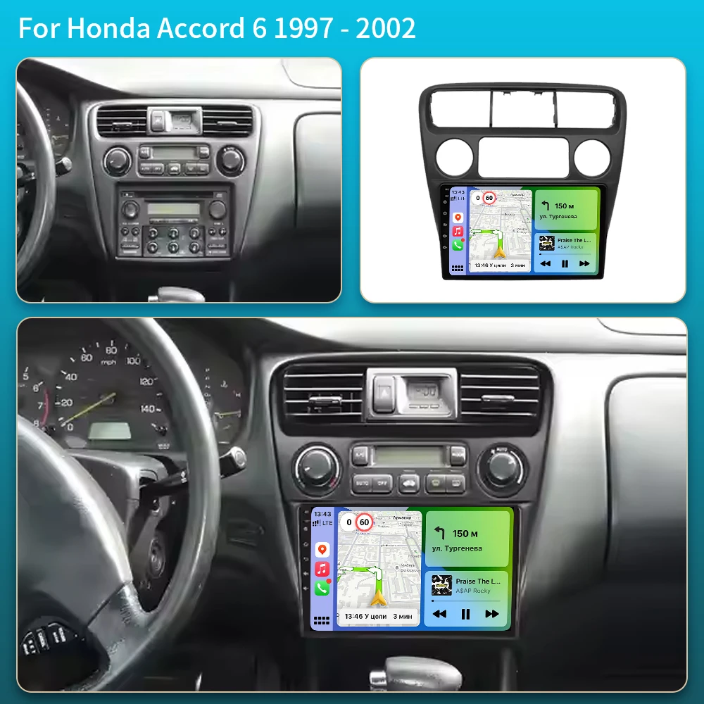 Android 16 Carplay Auto WiFi+5G Multimedia Player 2DIN DSP Autoradio Stereo Head Unit for Honda Accord 6 1997-2003