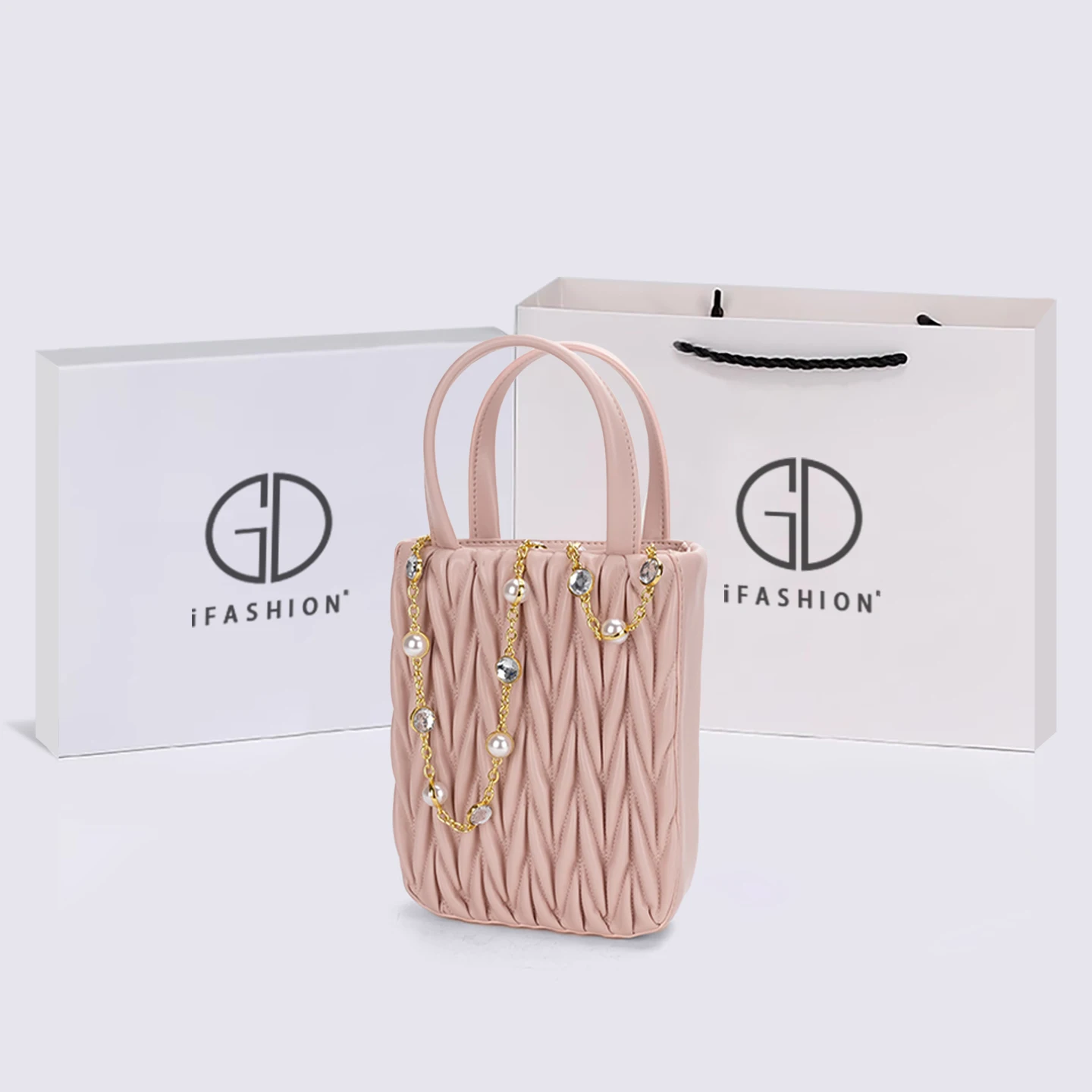 

Сумка с жемчужной цепочкой, женская сумка через плечо, сложенный дизайн на одно плечо, повседневная простая сумка с мягкой ручкой, весна 2025, новая модель