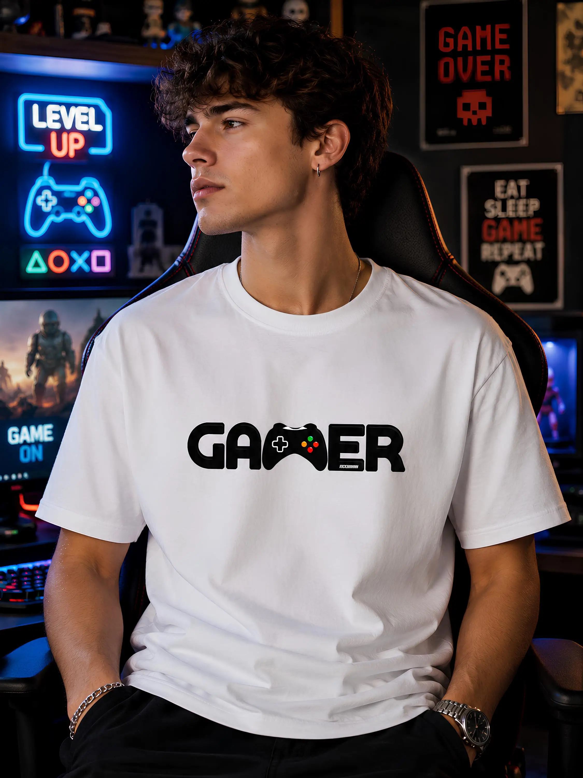 Gamer T-Shirt for Men | Video Game Shirt | Gaming Gift for Him | Controller Graphic Cotton Tee High-quality Fashionable Trendy