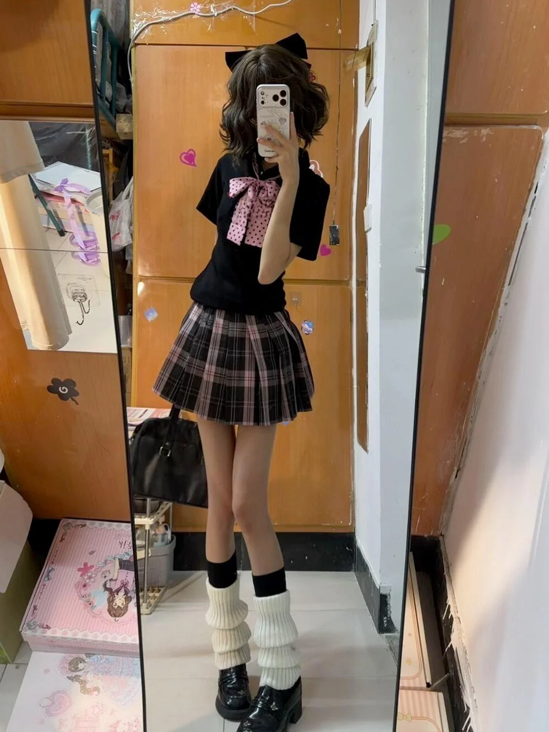Original Jk Uniform School Style Summer Black Waist-Cinching  Shirt And Skirt Set Fashionable Breathable Lightweight Poly...