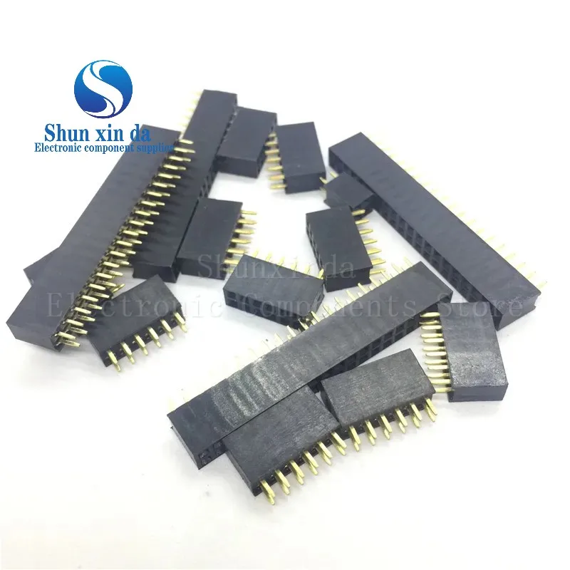 10PCS 1.27mm 2*3P-50P Black Double row Female Header Connector 3P 4P 5P 6P 7P 8P 10P 12P 15P 20P 25P 30P 40P 50P Pin PCB JST