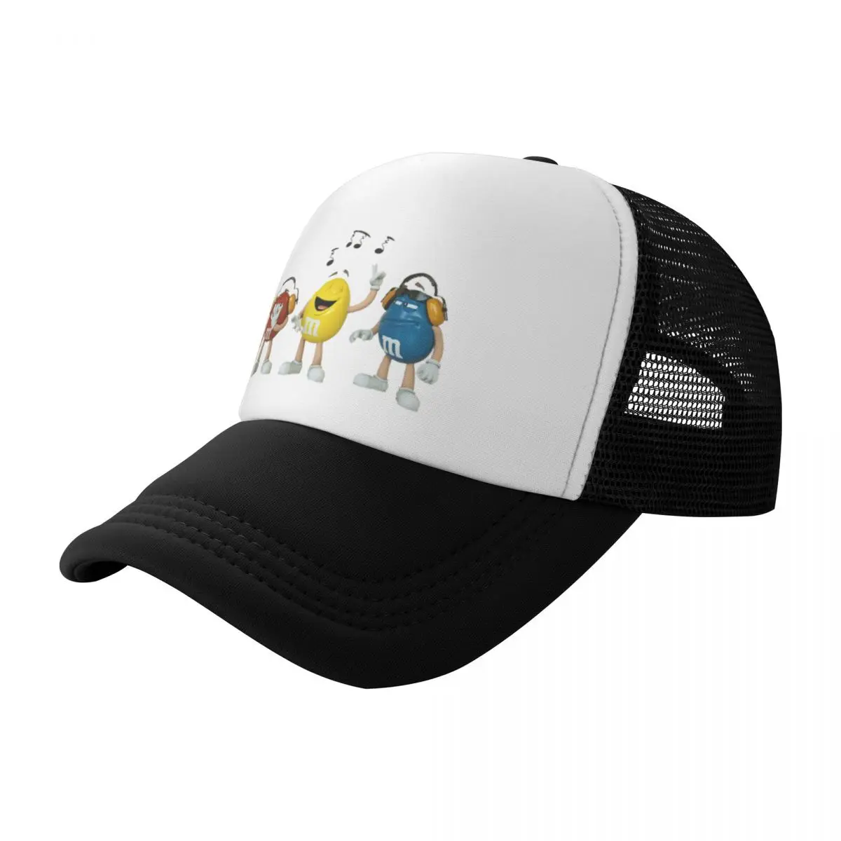 Music M&M's Chocolate Candy Cartoon Printing Mesh Baseball Cap For Men High-end Trucker Hat 2024 New Street Dance Hats