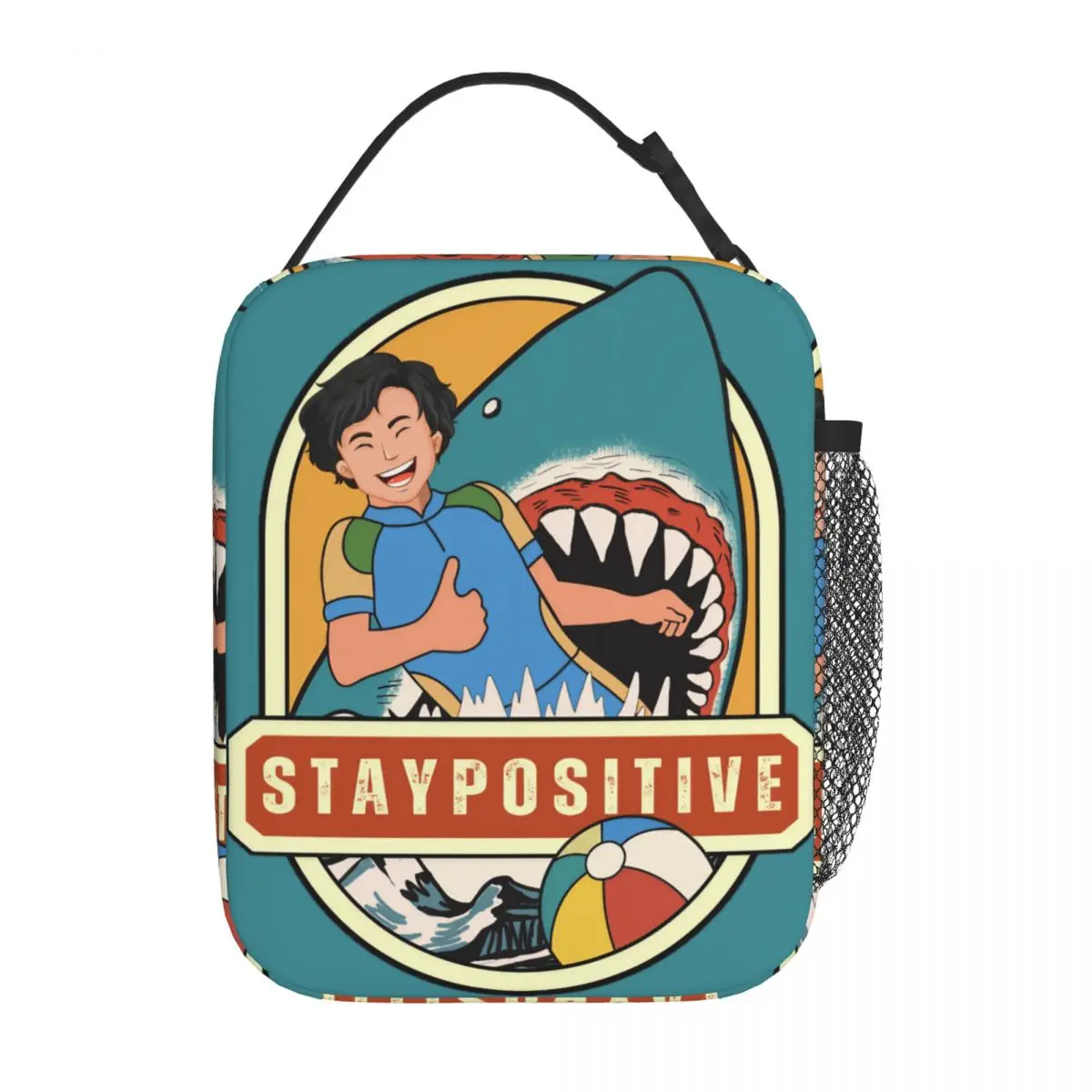 

Humor Stay Positive Thermal Insulated Lunch Bags for Office Shark Lover Reusable Bento Box Men Women Cooler Thermal Lunch Box