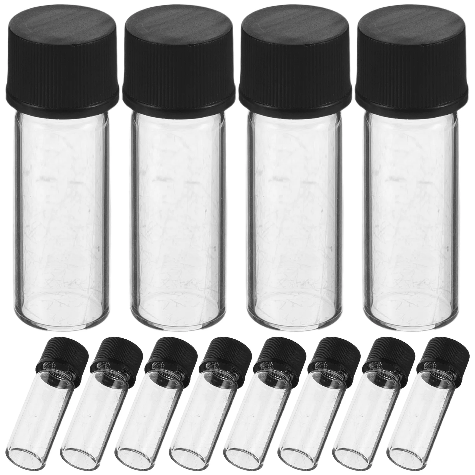 

100Pcs Clear Small Glass Vials Transparent Leak-Proof Mini Sample Bottles Screw Caps Refillable Essential Oil Perfume Storage