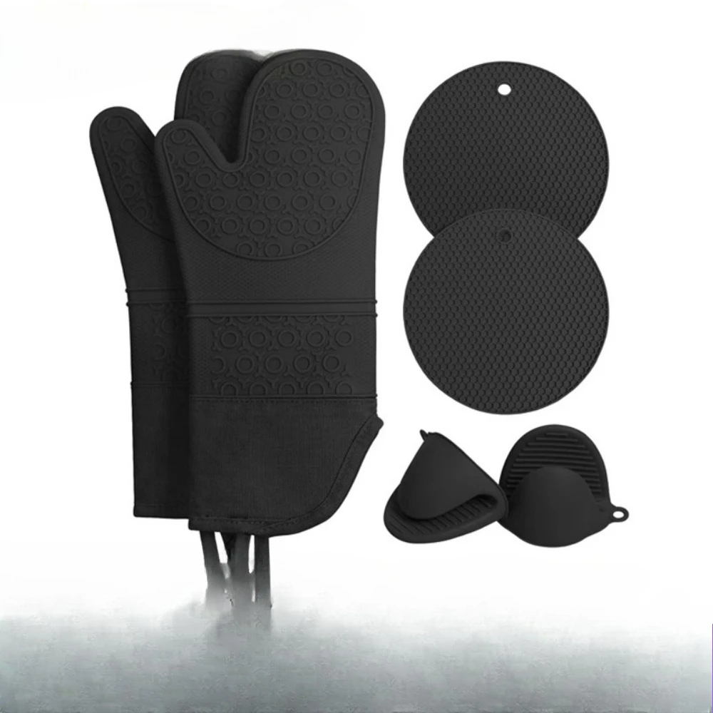 قفازات فرن من السيليكون المقاومة للحرارة وقفازات الميكروويف - حاملات أوعية سميكة على شكل قرص العسل مكونة من 6 قطع مجموعة أدوات مطبخ عازلة للحرارة #1