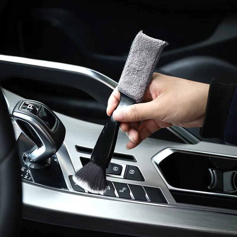 1PCS Car Interior Cleaning Brush Air Conditioner Cleaning Tools Air Outlet Dust Removal Soft Brush Double-ended Duster Cleaner
