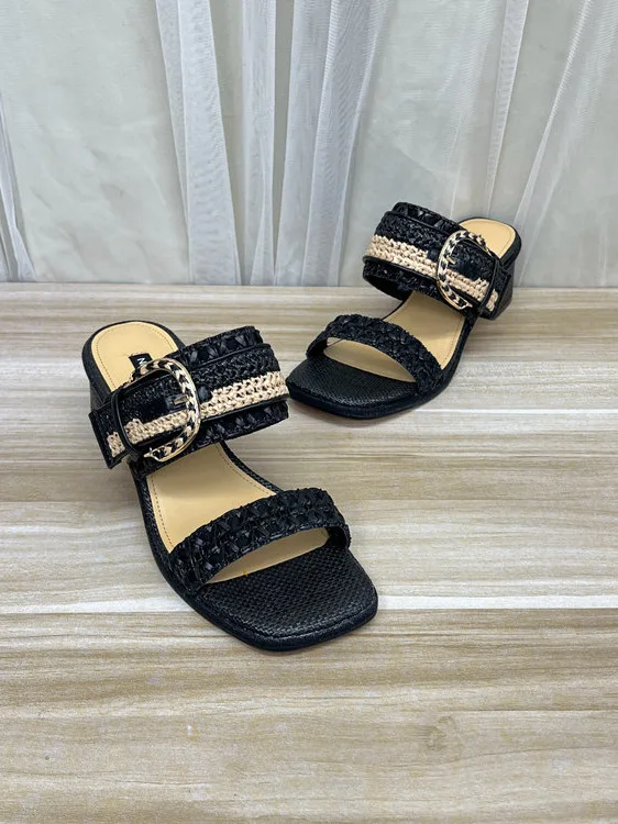 

Faionable Woven Belt Bule High Heel Sandals Open Toe Flat Slippers Casual Sle Synthetic Leather Inner for All Seasons