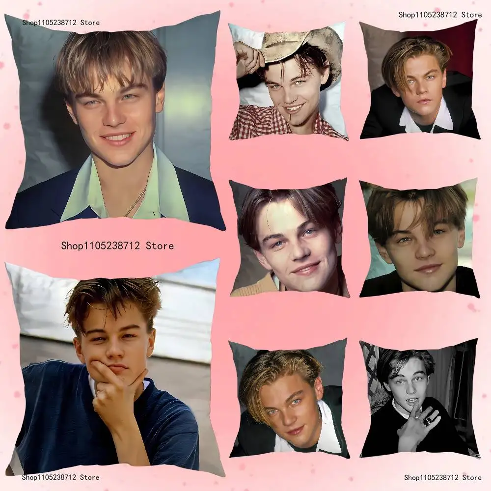 

L-Leonardo Dicaprio Young Anime Pillow Case Anti-dustmite Pillowcase Invisible zipper silky short plush Sofa cushion cover