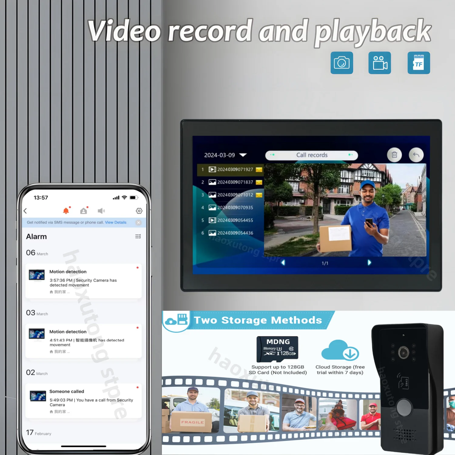 2 Drähte Tuya Wifi Video Intercom System 1080P Smart Home Video Türsprechanlage 10 "Farbe Touch Screen Drahtlose Türklingel wohnung