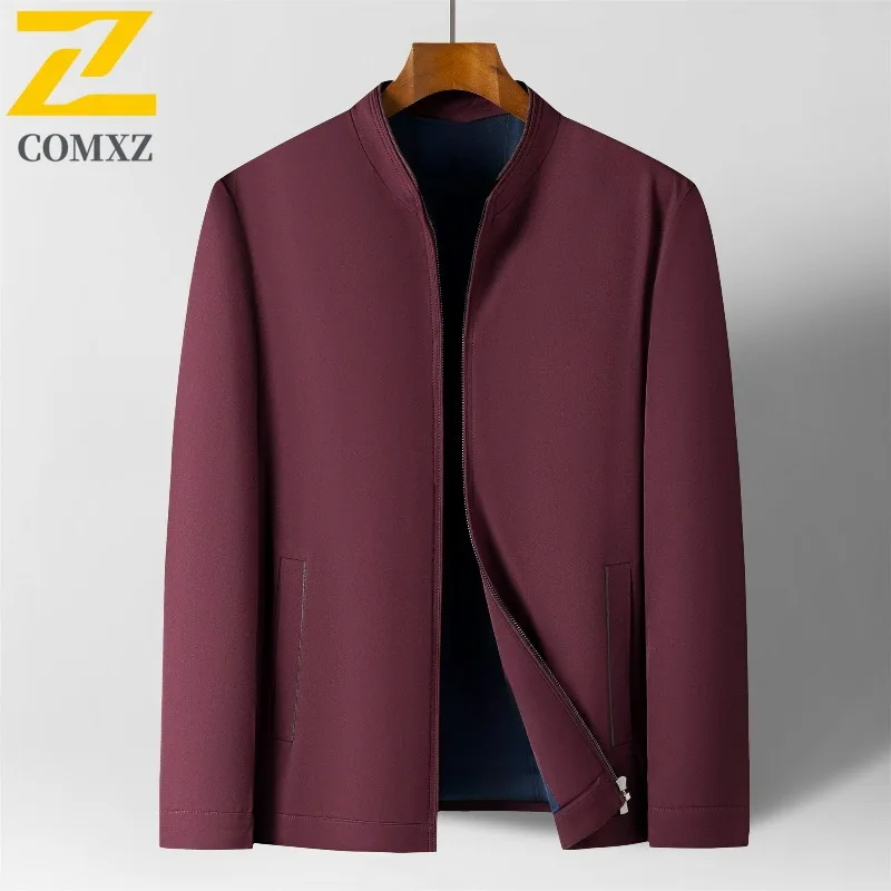 COMXZ Stand Collar Men Jacket Brand Luxury Business Casual Coat Premium Fashion Commuter Office Spring Autumn Outerwear
