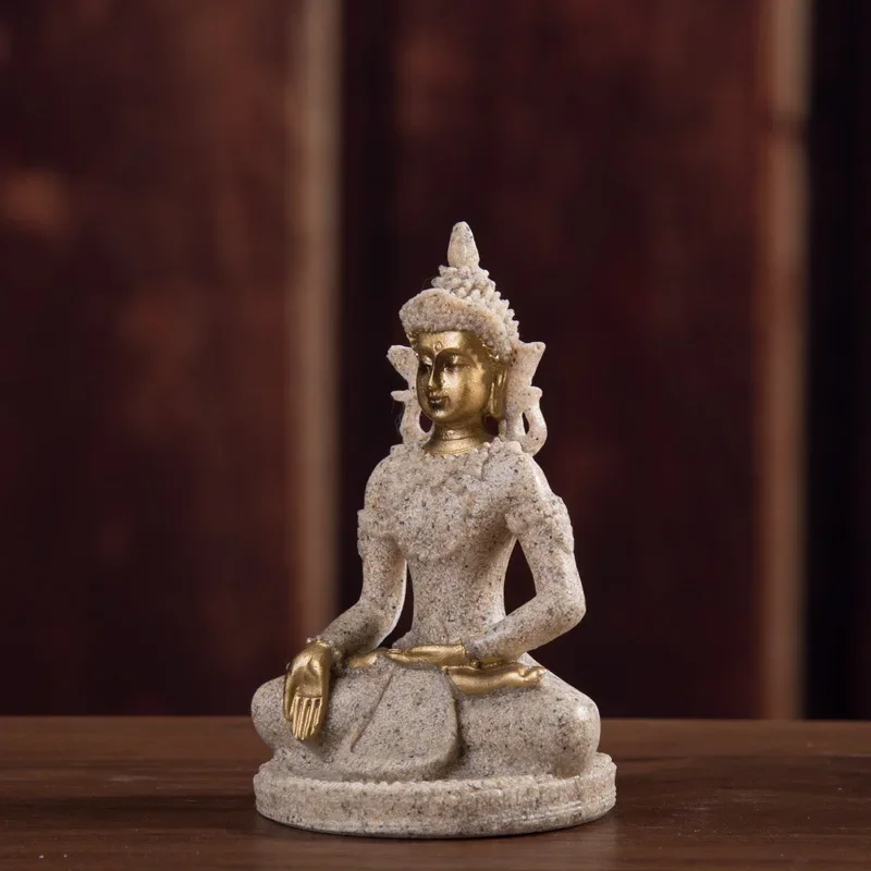 Hot Resin Crafts Sandstone Decorations Sitting Buddha Sculpture Buddha Statues Zen Esoteric Ornaments Living Room Decoration