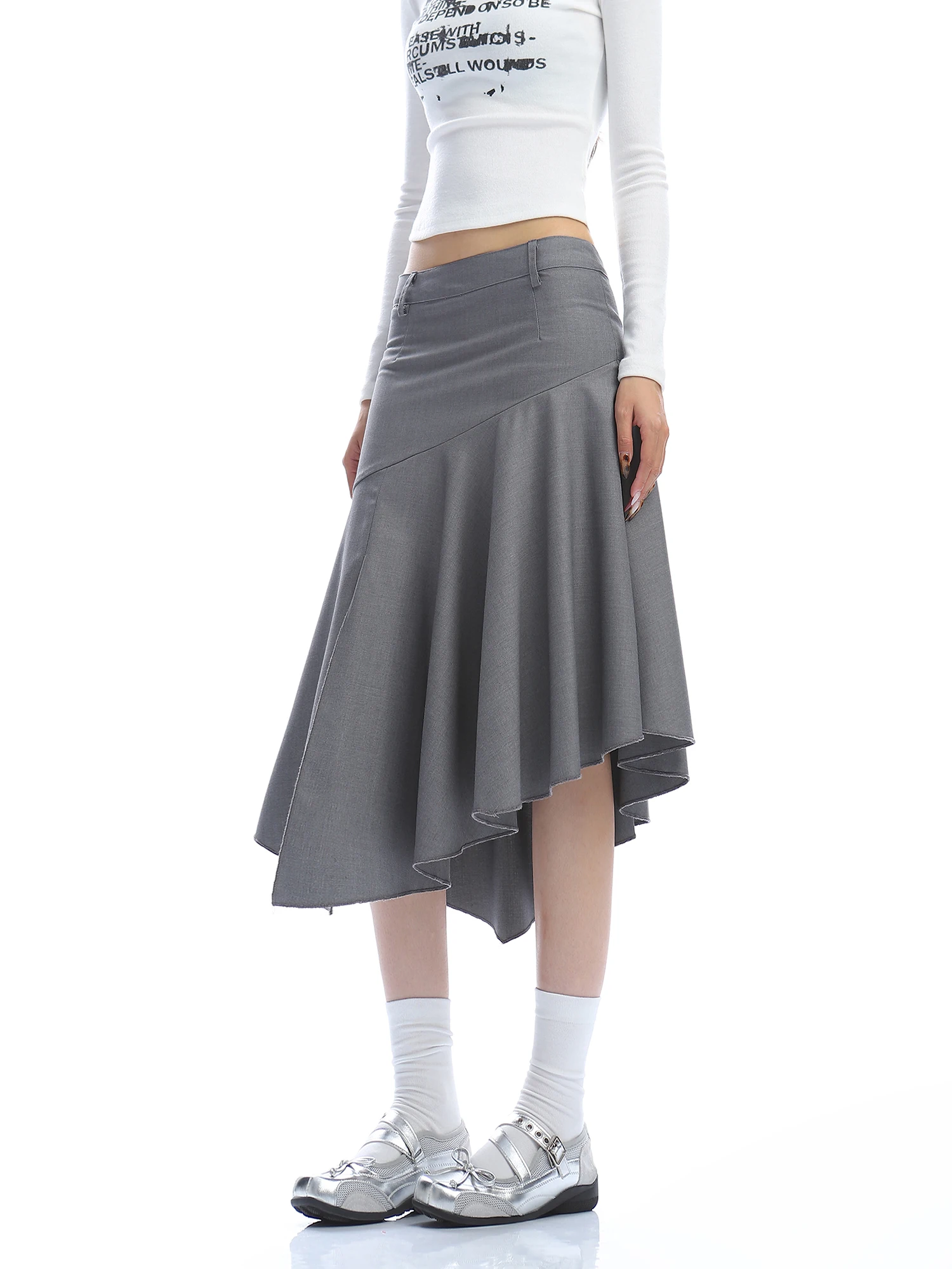 

Asymmetric Korean Sle Suit Skirt Women's Long Tail Fi Tail Skirt High Waist A-Line Casual f Body Skirt with Zipper