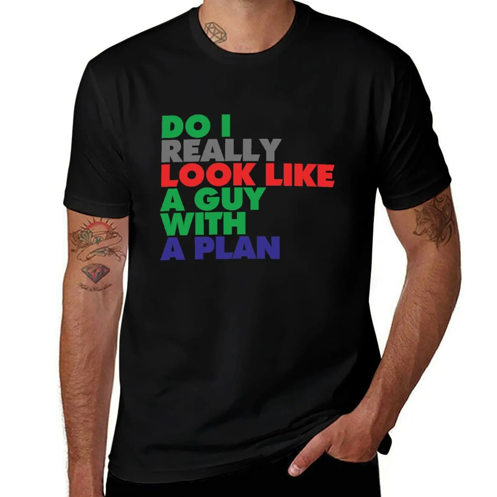 Do I Really Look like a Guy with a Plan! Heath Ledger Joker Quote T-Shirt plus size clothes cotton graphic tees men clothings