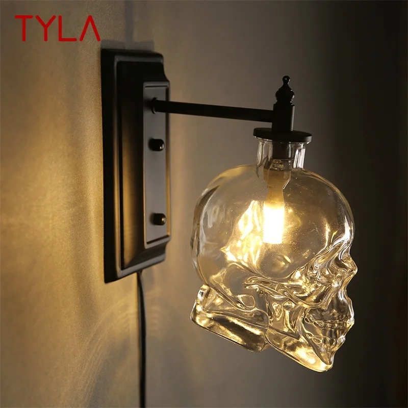 

TYLA Classical Wall Light Nordic Creative Fixtures Skull Shade Design Sconce Lamp Industrial Wind Bar Decorative